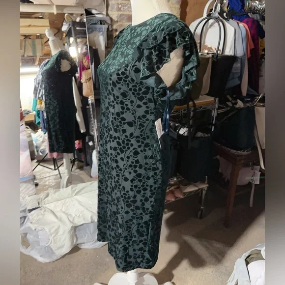 green emerald velvet dress Hunter Green Velvet Etta Mini Dress main image 0